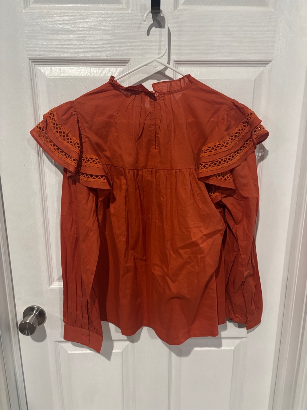 Mud Pie Rust Ruffle Sleeve Blouse - Picture 2 of 3